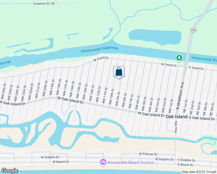 map of restaurants, bars, coffee shops, grocery stores, and more near 126 Northwest 11th Street in Oak Island