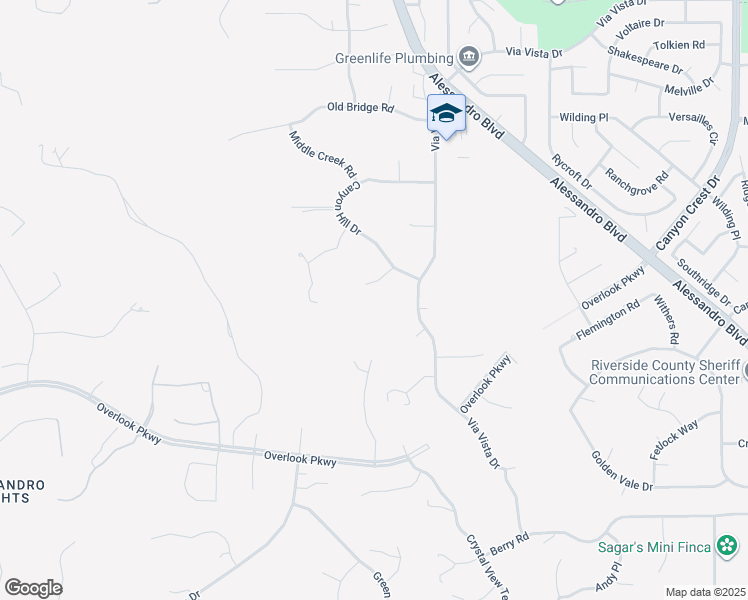 map of restaurants, bars, coffee shops, grocery stores, and more near 6944 Ranch View Road in Riverside