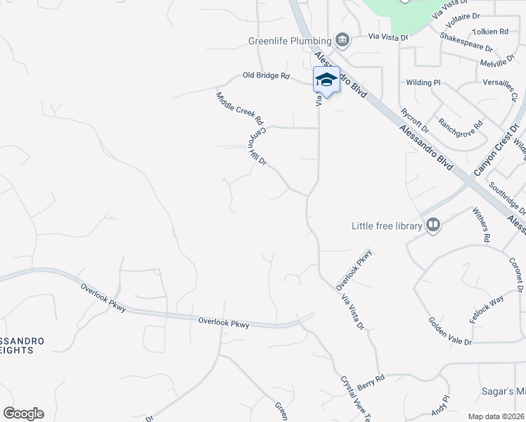 map of restaurants, bars, coffee shops, grocery stores, and more near 6966 Ranch View Road in Riverside