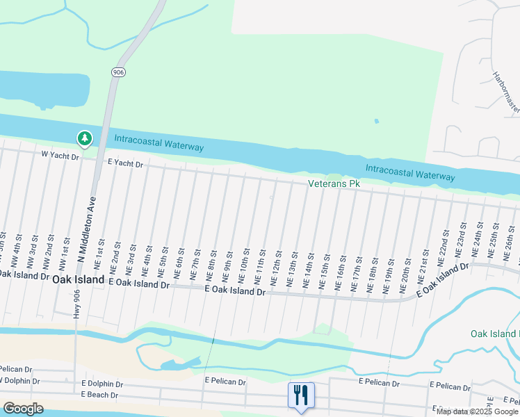 map of restaurants, bars, coffee shops, grocery stores, and more near 152 Northeast 10th Street in Oak Island