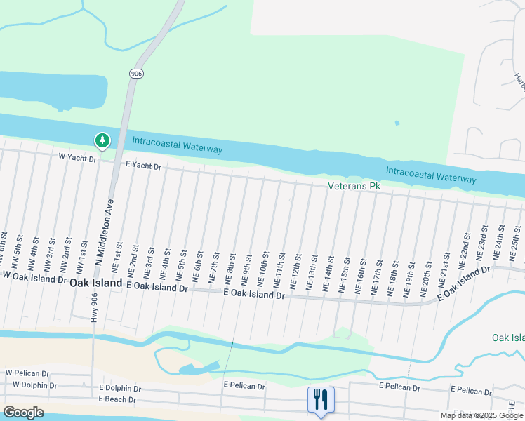 map of restaurants, bars, coffee shops, grocery stores, and more near 152 Northeast 10th Street in Oak Island