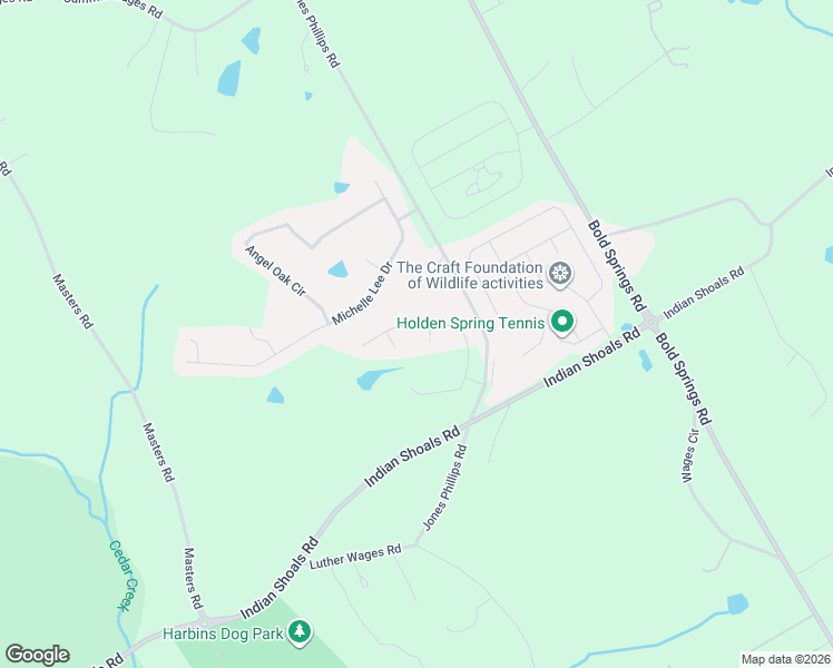 map of restaurants, bars, coffee shops, grocery stores, and more near 3172 Canyon Glen Way in Dacula