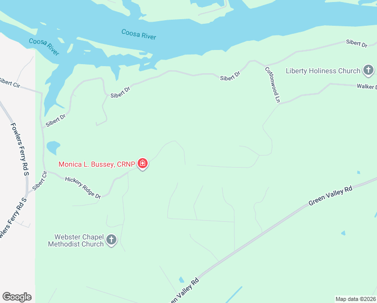 map of restaurants, bars, coffee shops, grocery stores, and more near 161 Hickory Ridge Drive in Gadsden