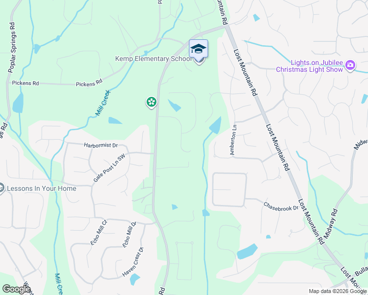 map of restaurants, bars, coffee shops, grocery stores, and more near 1191 Hillside Green Way in Powder Springs