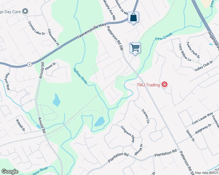 map of restaurants, bars, coffee shops, grocery stores, and more near 1941 Patterson Park Drive in Lawrenceville