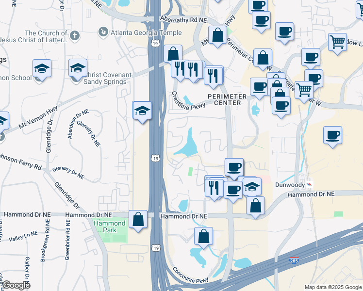 map of restaurants, bars, coffee shops, grocery stores, and more near 31 Basswood Circle Northeast in Atlanta