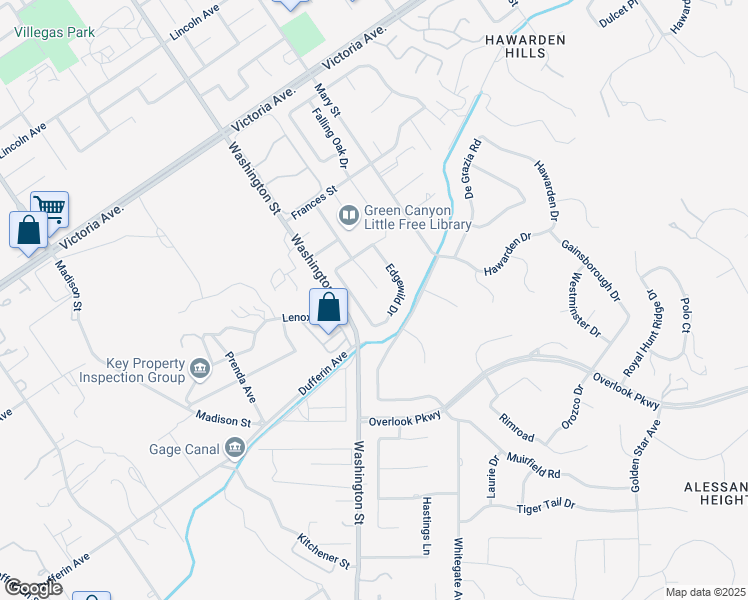 map of restaurants, bars, coffee shops, grocery stores, and more near 2330 Peppertree Lane in Riverside