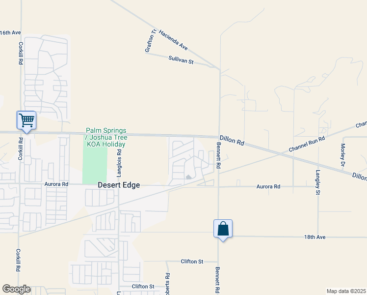 map of restaurants, bars, coffee shops, grocery stores, and more near 70875 Dillon Road in Desert Hot Springs