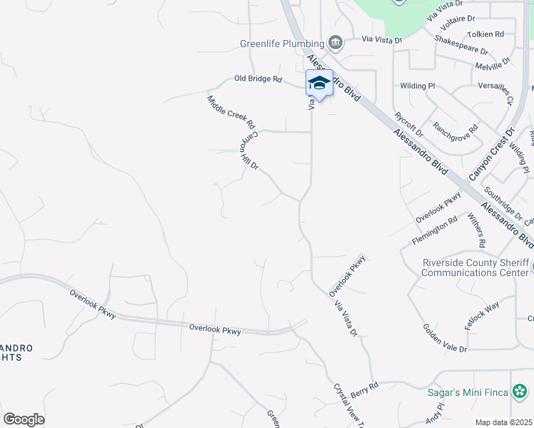 map of restaurants, bars, coffee shops, grocery stores, and more near 6944 Ranch View Road in Riverside