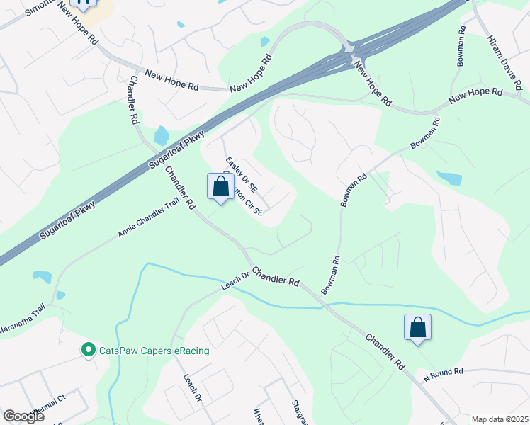 map of restaurants, bars, coffee shops, grocery stores, and more near 856 Donington Circle Southeast in Lawrenceville