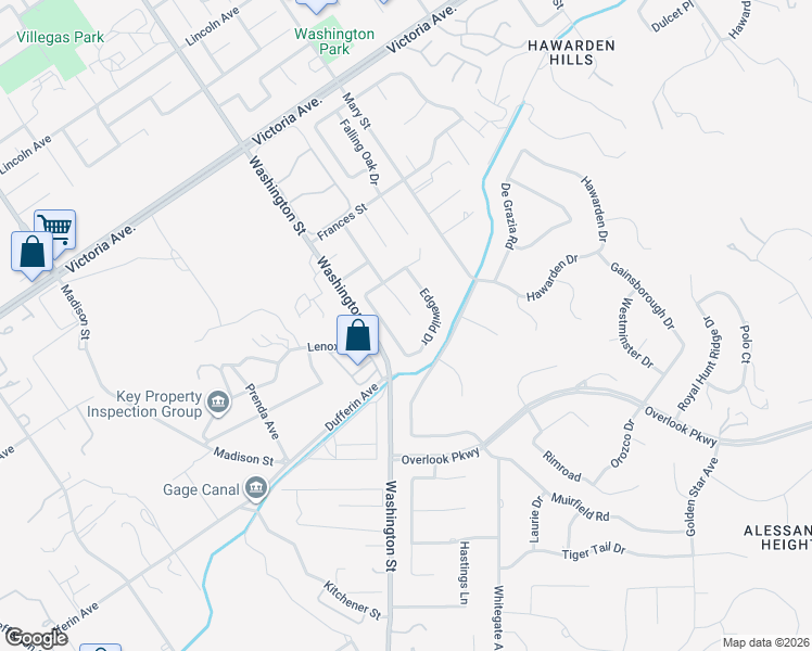 map of restaurants, bars, coffee shops, grocery stores, and more near 2330 Peppertree Lane in Riverside