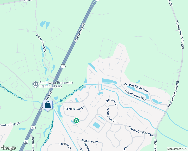 map of restaurants, bars, coffee shops, grocery stores, and more near 27 Cattle Run Lane in Calabash