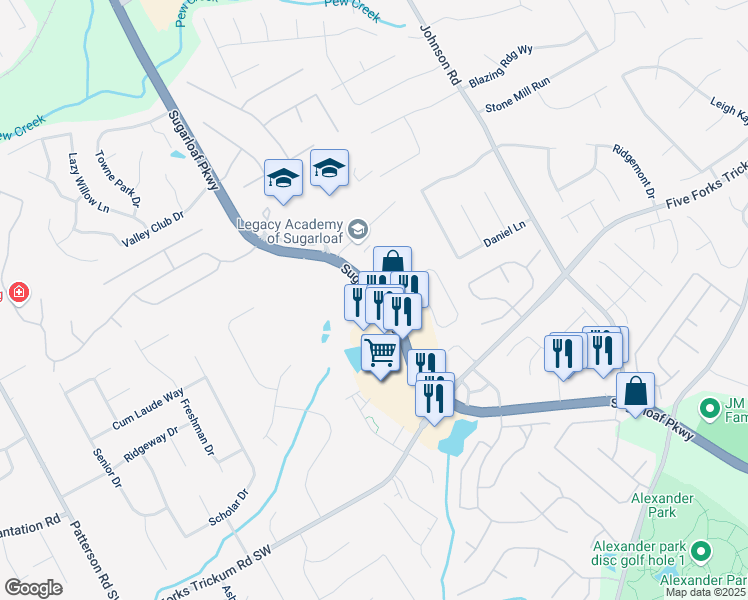 map of restaurants, bars, coffee shops, grocery stores, and more near in Lawrenceville