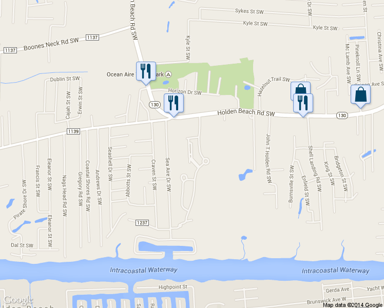 map of restaurants, bars, coffee shops, grocery stores, and more near Sable Oak Cir SW in Brunswick
