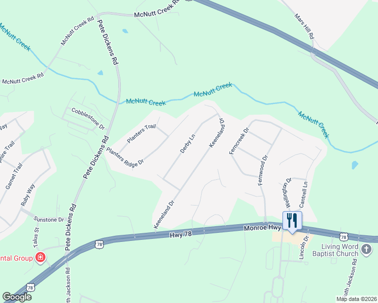 map of restaurants, bars, coffee shops, grocery stores, and more near 2011 Keeneland Drive in Watkinsville