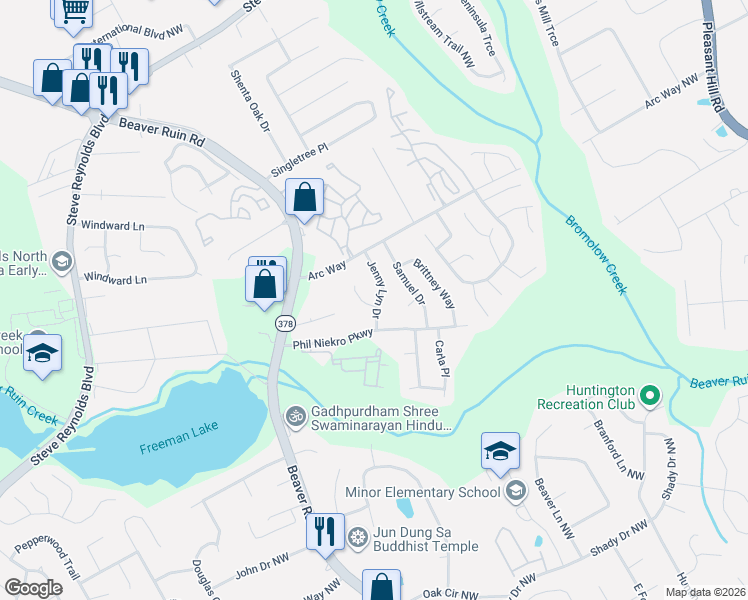 map of restaurants, bars, coffee shops, grocery stores, and more near 1134 Jenny Lyn Court in Norcross