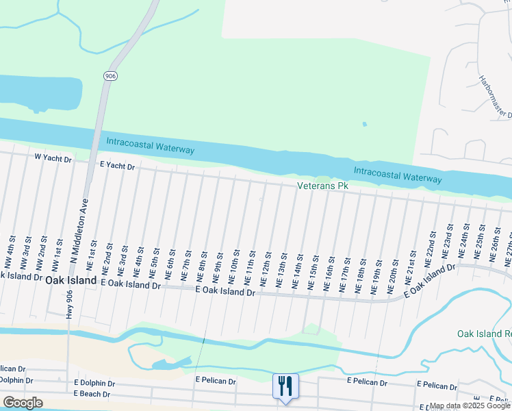map of restaurants, bars, coffee shops, grocery stores, and more near 153 Northeast 11th Street in Oak Island