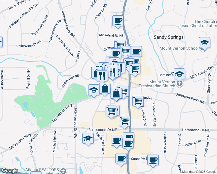 map of restaurants, bars, coffee shops, grocery stores, and more near in Sandy Springs