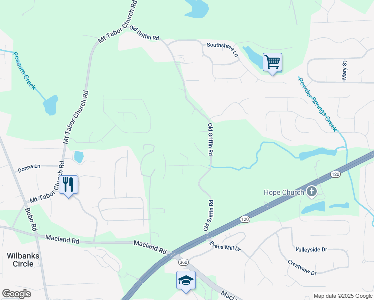 map of restaurants, bars, coffee shops, grocery stores, and more near 60 Bartlett Way in Dallas