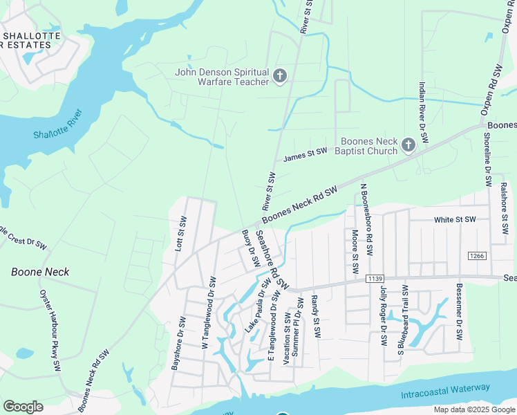 map of restaurants, bars, coffee shops, grocery stores, and more near 2287 River Street Southwest in Brunswick County