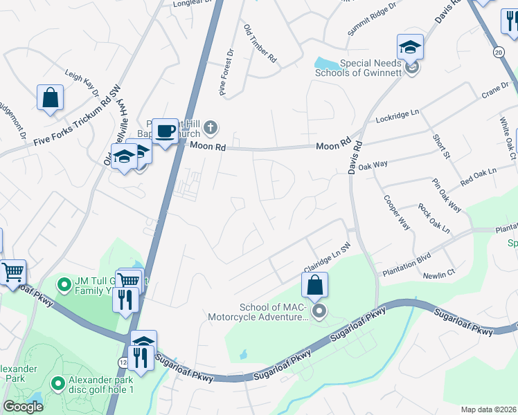 map of restaurants, bars, coffee shops, grocery stores, and more near 845 Mill Station Drive in Lawrenceville