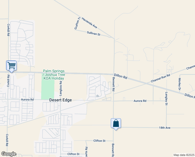 map of restaurants, bars, coffee shops, grocery stores, and more near 70875 Dillon Road in Desert Hot Springs