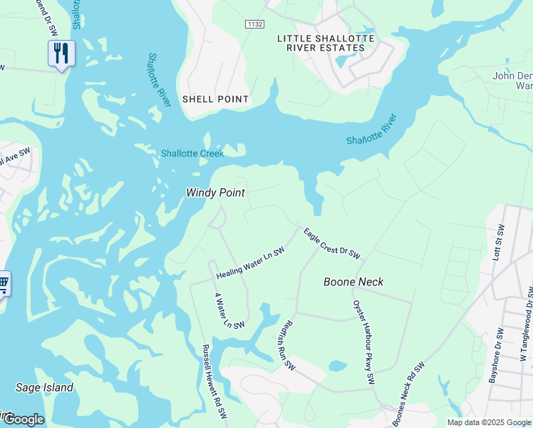 map of restaurants, bars, coffee shops, grocery stores, and more near 3463 Eagle Crest Drive Southwest in Supply