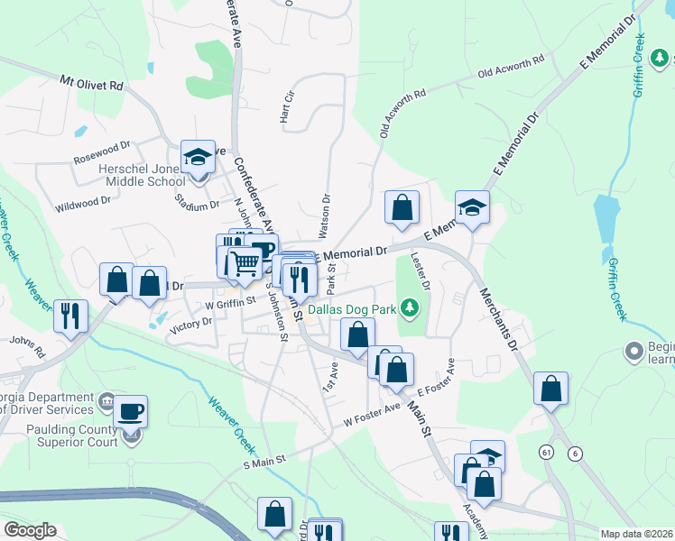 map of restaurants, bars, coffee shops, grocery stores, and more near 112 Park Street in Dallas