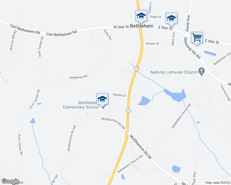 map of restaurants, bars, coffee shops, grocery stores, and more near 11 Herald Drive in Bethlehem