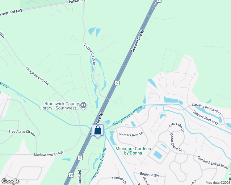 map of restaurants, bars, coffee shops, grocery stores, and more near 9293 Ocean Highway West in Calabash