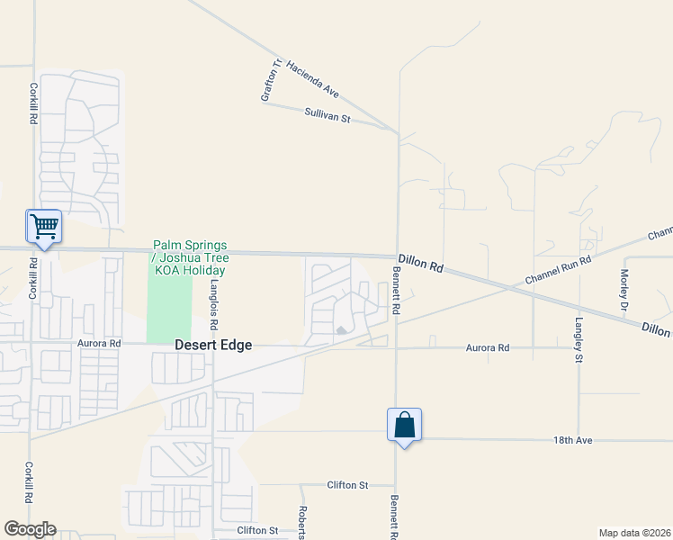 map of restaurants, bars, coffee shops, grocery stores, and more near 70875 Dillon Road in Desert Hot Springs