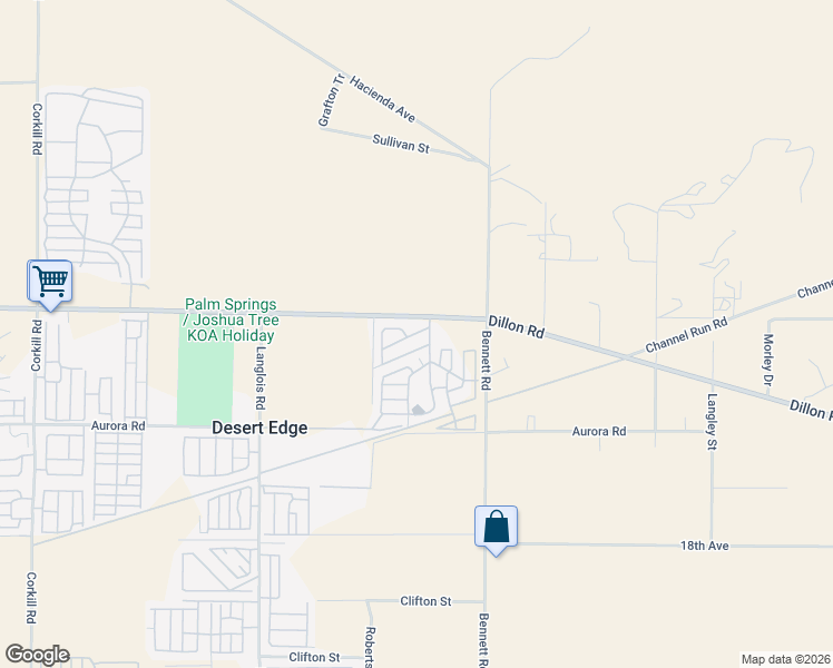 map of restaurants, bars, coffee shops, grocery stores, and more near 70875 Dillon Road in Desert Hot Springs