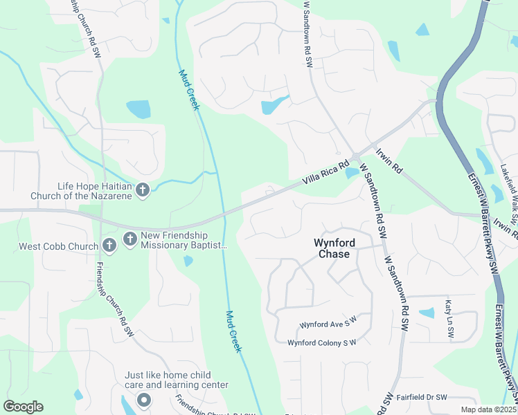 map of restaurants, bars, coffee shops, grocery stores, and more near 1257 Emma Jean Place Southwest in Marietta