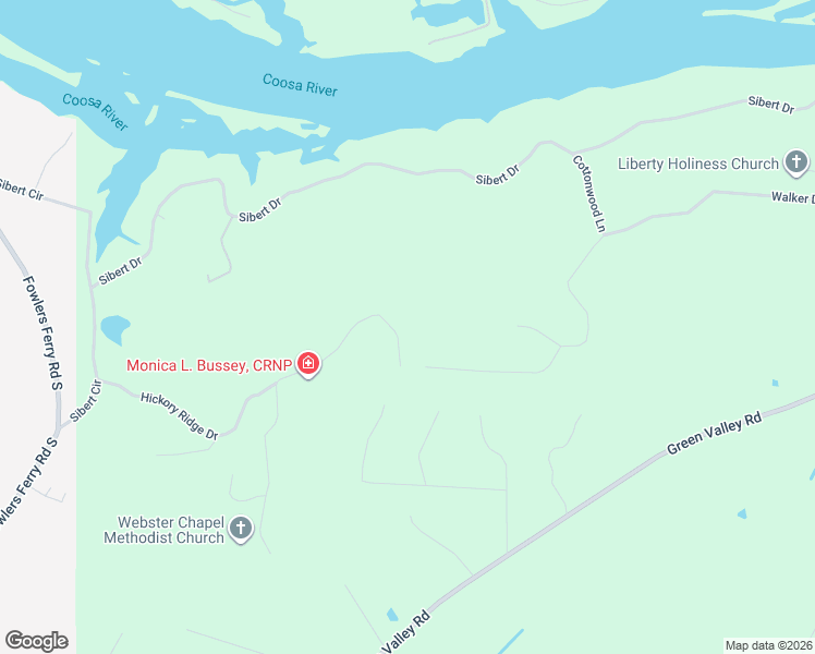 map of restaurants, bars, coffee shops, grocery stores, and more near 161 Hickory Ridge Drive in Gadsden