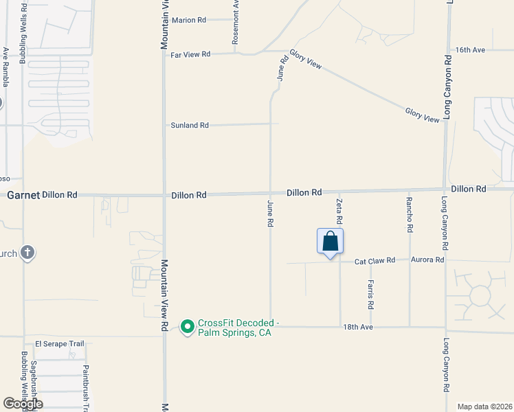 map of restaurants, bars, coffee shops, grocery stores, and more near Dillon Road in Desert Hot Springs