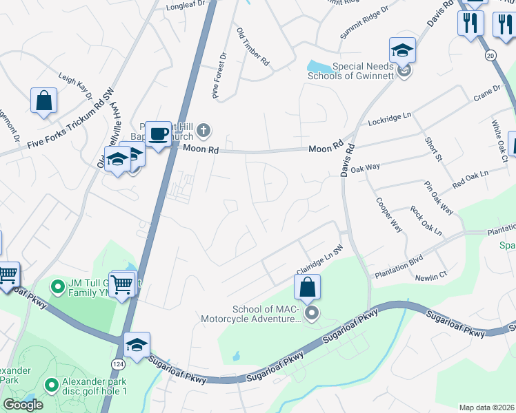 map of restaurants, bars, coffee shops, grocery stores, and more near 814 Fernstone Trail in Lawrenceville