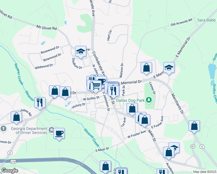 map of restaurants, bars, coffee shops, grocery stores, and more near in Dallas