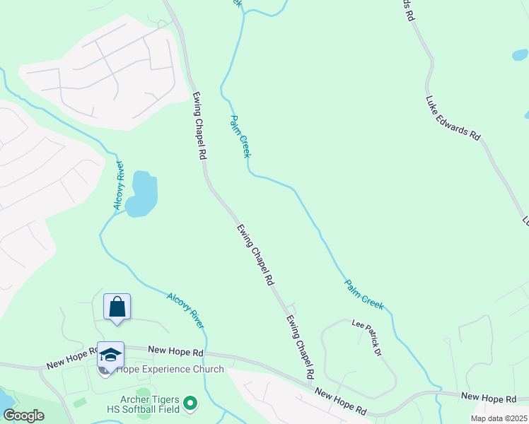 map of restaurants, bars, coffee shops, grocery stores, and more near 2230 Ewing Chapel Road in Dacula