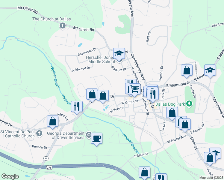 map of restaurants, bars, coffee shops, grocery stores, and more near 234 McBee Place in Dallas