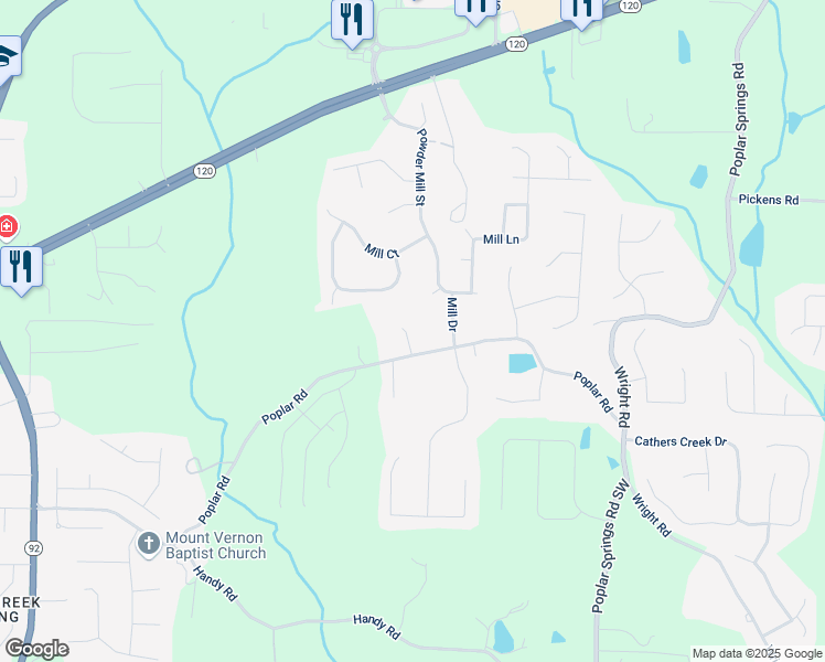 map of restaurants, bars, coffee shops, grocery stores, and more near 735 Poplar Road in Dallas