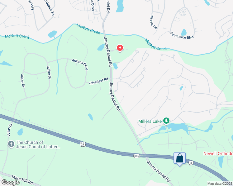 map of restaurants, bars, coffee shops, grocery stores, and more near 1166 Orchard Circle in Bogart