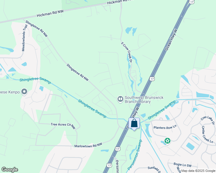 map of restaurants, bars, coffee shops, grocery stores, and more near 103-211 Shingletree Rd NW in Calabash