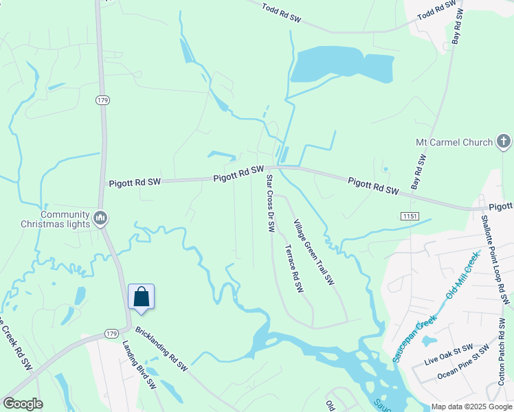 map of restaurants, bars, coffee shops, grocery stores, and more near 1262 Rock Crab Way Southwest in Shallotte