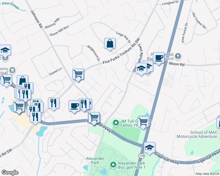 map of restaurants, bars, coffee shops, grocery stores, and more near 3290 Drayton Manor Run in Lawrenceville