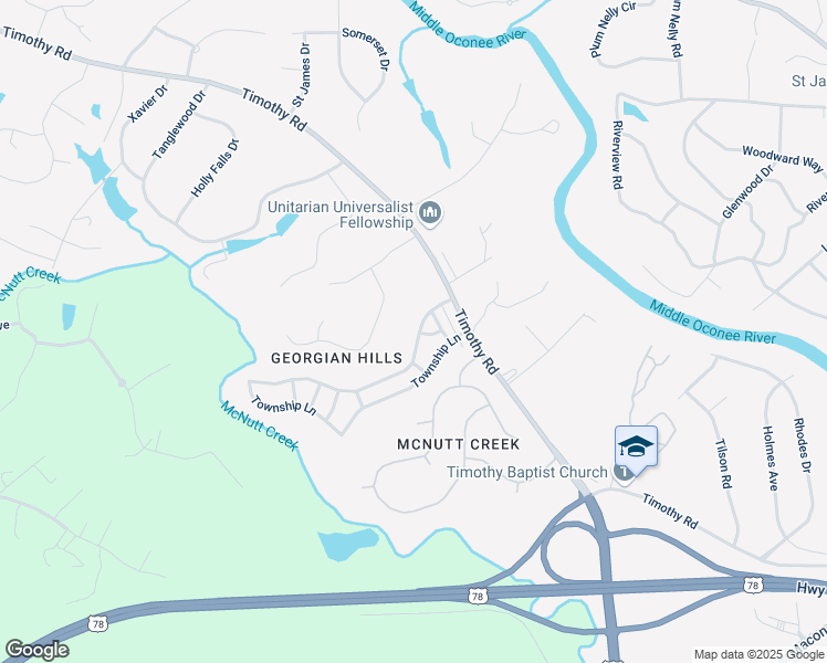 map of restaurants, bars, coffee shops, grocery stores, and more near 128 Towns Walk Drive in Athens