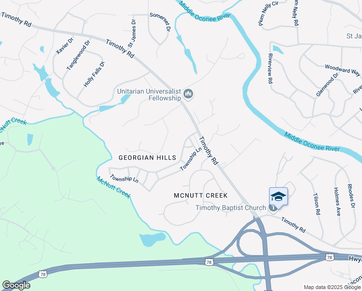 map of restaurants, bars, coffee shops, grocery stores, and more near 128 Towns Walk Drive in Athens