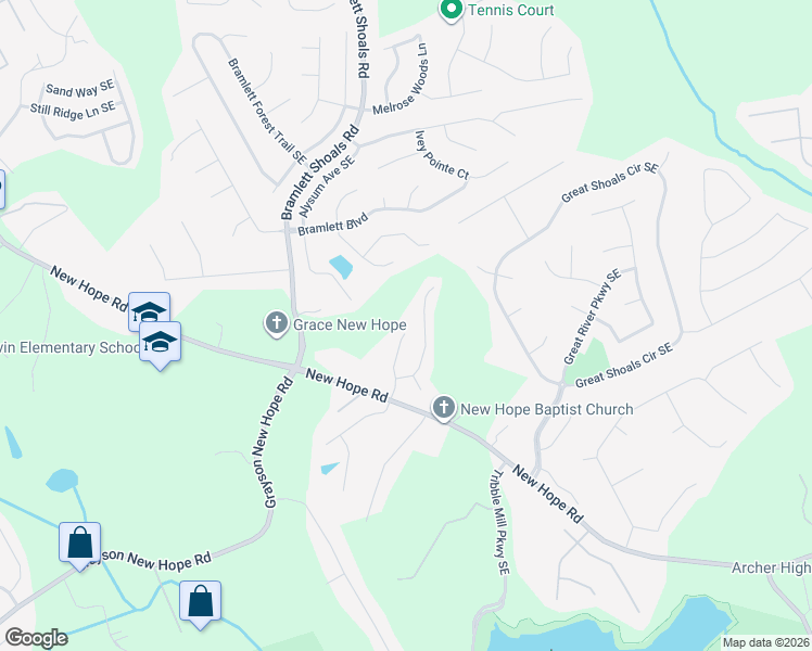 map of restaurants, bars, coffee shops, grocery stores, and more near 1200 Grayson Oaks Drive in Lawrenceville