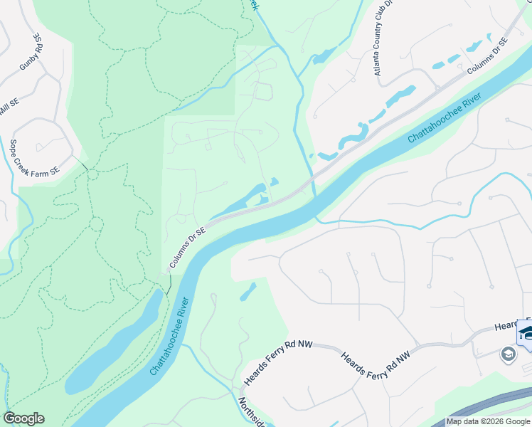 map of restaurants, bars, coffee shops, grocery stores, and more near 4072 Columns Drive Southeast in Marietta