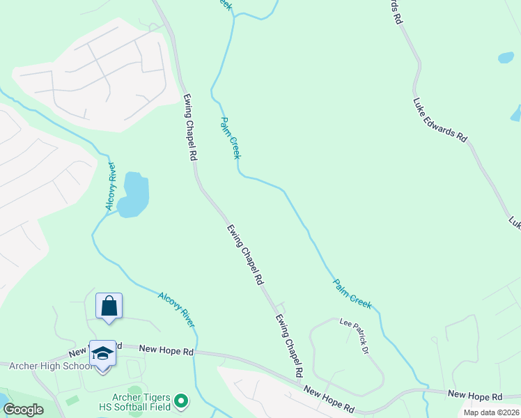 map of restaurants, bars, coffee shops, grocery stores, and more near 2240 Ewing Chapel Road in Dacula