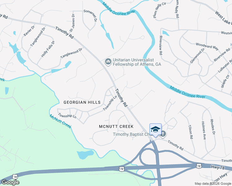 map of restaurants, bars, coffee shops, grocery stores, and more near 655 Timothy Road in Athens